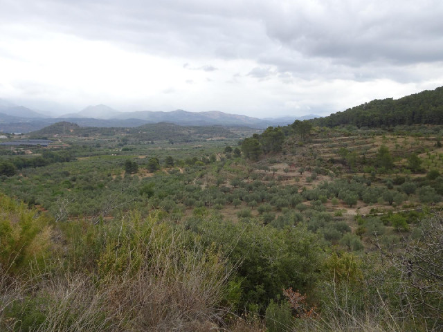 A view from a pass through a small mountain range called Serra Calderona.