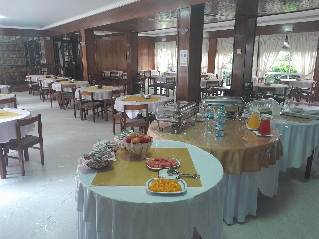 The breakfast buffet is reasonable and included bacon and eggs but there was nobody else in the room...