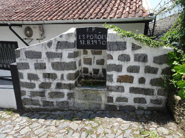 A constantly-running water fountain.