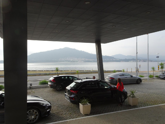 The view from the hotel's main entrance. The land on the other side of the river is Spain.