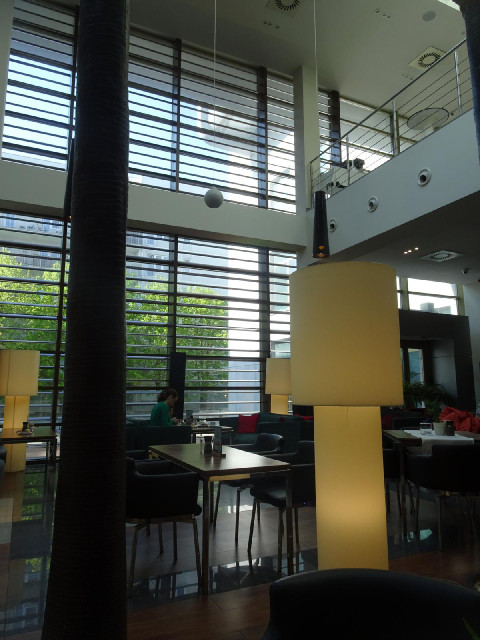 Breakfast at the hotel. You can see the new swimming pool outside the window at the top of the pictu...