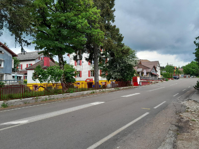 The Arbez, the hotel which is famous for being partly in France and partly in Switzerland. A couple ...