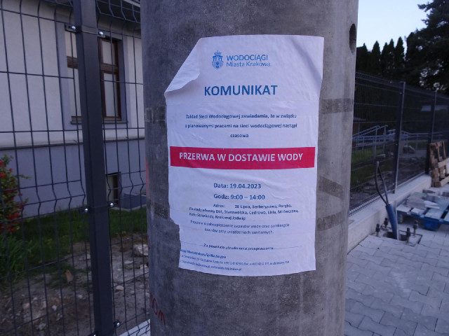 This notice about a temporary disruption to the water supply does have the name of the street writte...