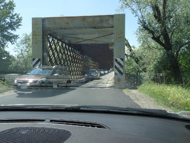 A bridge across the River Ticino. The sign said that oncoming traffic had priority so I started to w...