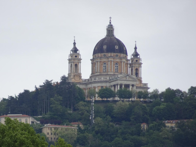 Superga Basilica, on top of a hill.