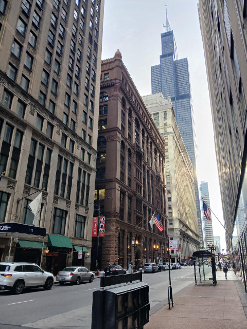 My hotel is on the left. The building next to it is called the Rookery and is regarded as Chicago's ...